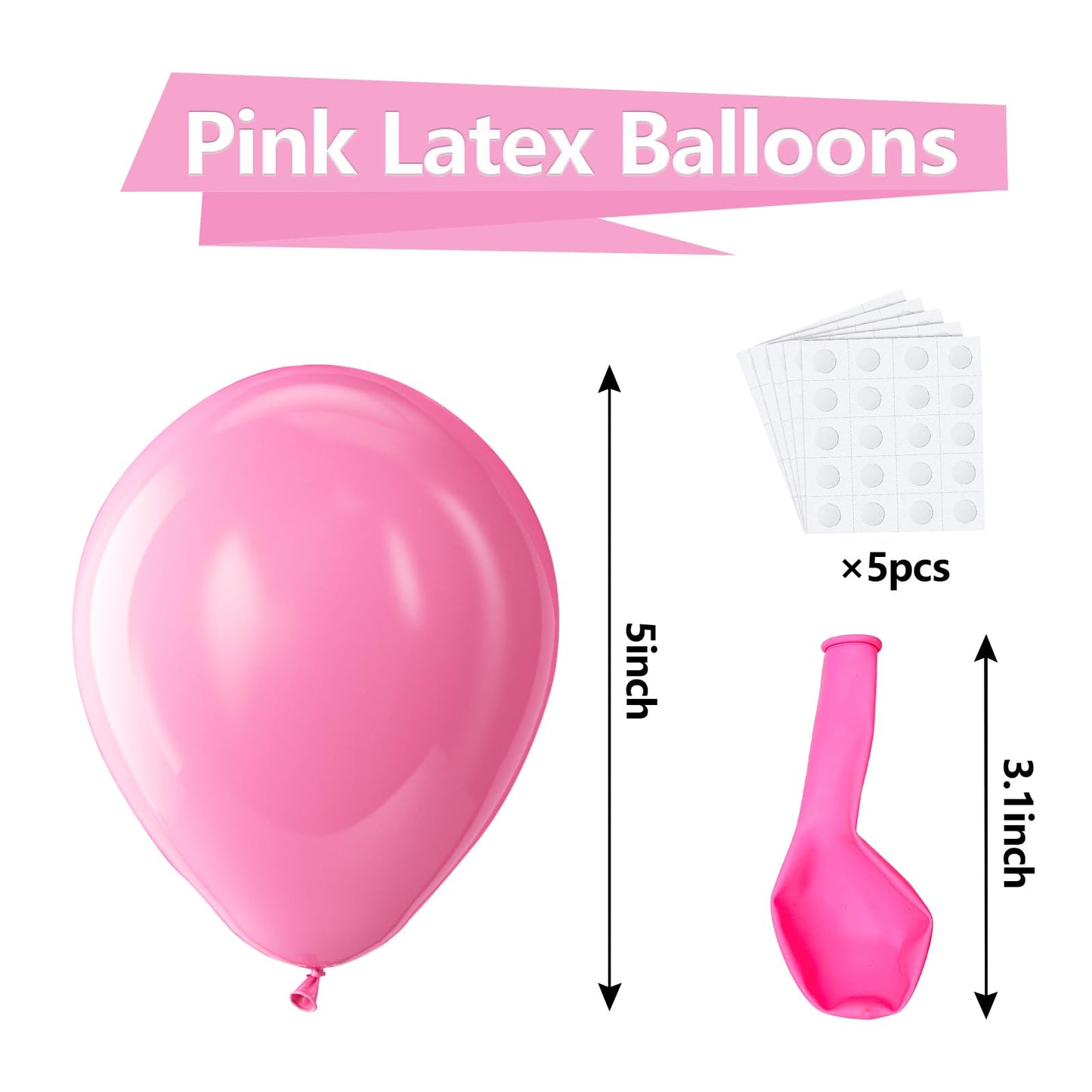 Bezente Pink Balloons Latex Party Balloons - 150 Pack 5 Inch Matte Pink Helium Balloons For Birthday Wedding Anniversary Baby Sh