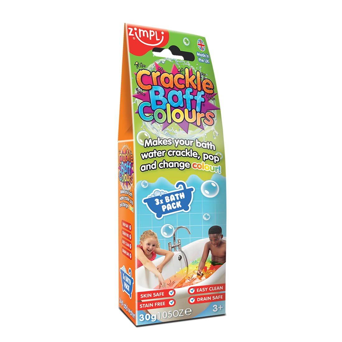 Zimpli Kids 6043 Crackle Baff Colours, 3 Bath Pack, Make Water Crackle and Change Colour, Childrens Sensory & Bath Toy