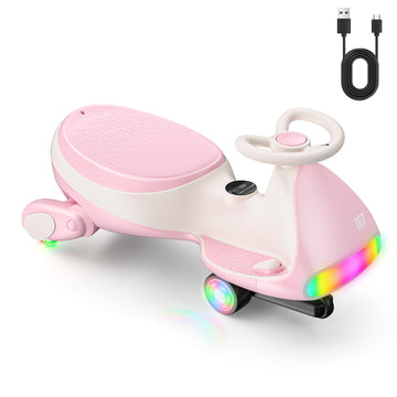 Fanttikride 12V N7 Ultra Electric Wiggle Car With Pedal, Kids Car, Magicmute Motor Swing Car, 2 Speeds, 9 Color Modes, Digital D