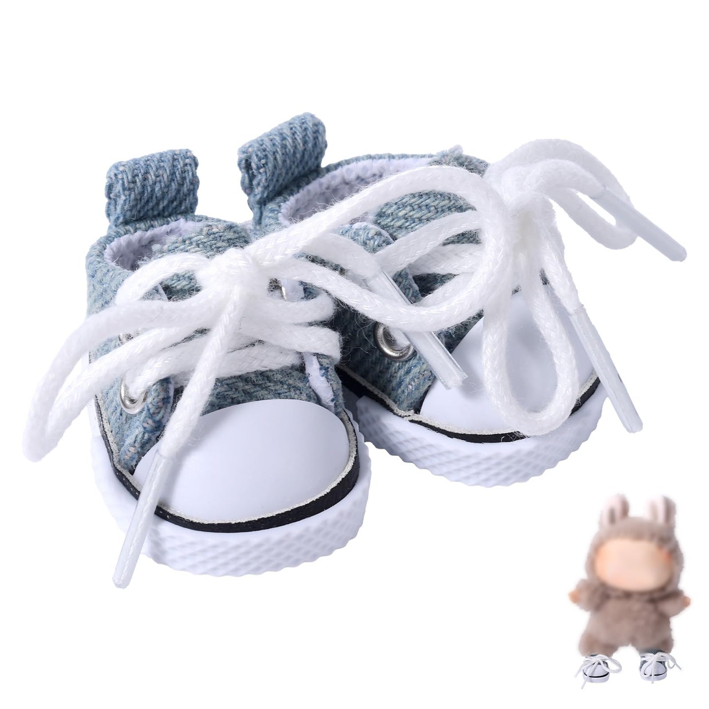 Cute Doll Shoes, Blue Mini Canvas Shoes For Dolls Clothing Outfit Replacement Accessories Suitable For 15Cm & 17Cm Doll
