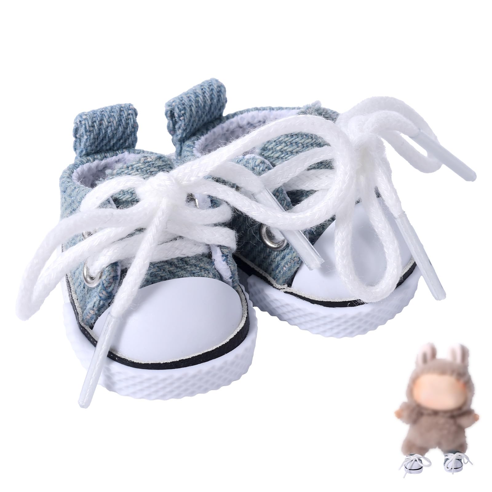 Cute Doll Shoes, Blue Mini Canvas Shoes For Dolls Clothing Outfit Replacement Accessories Suitable For 15Cm & 17Cm Doll