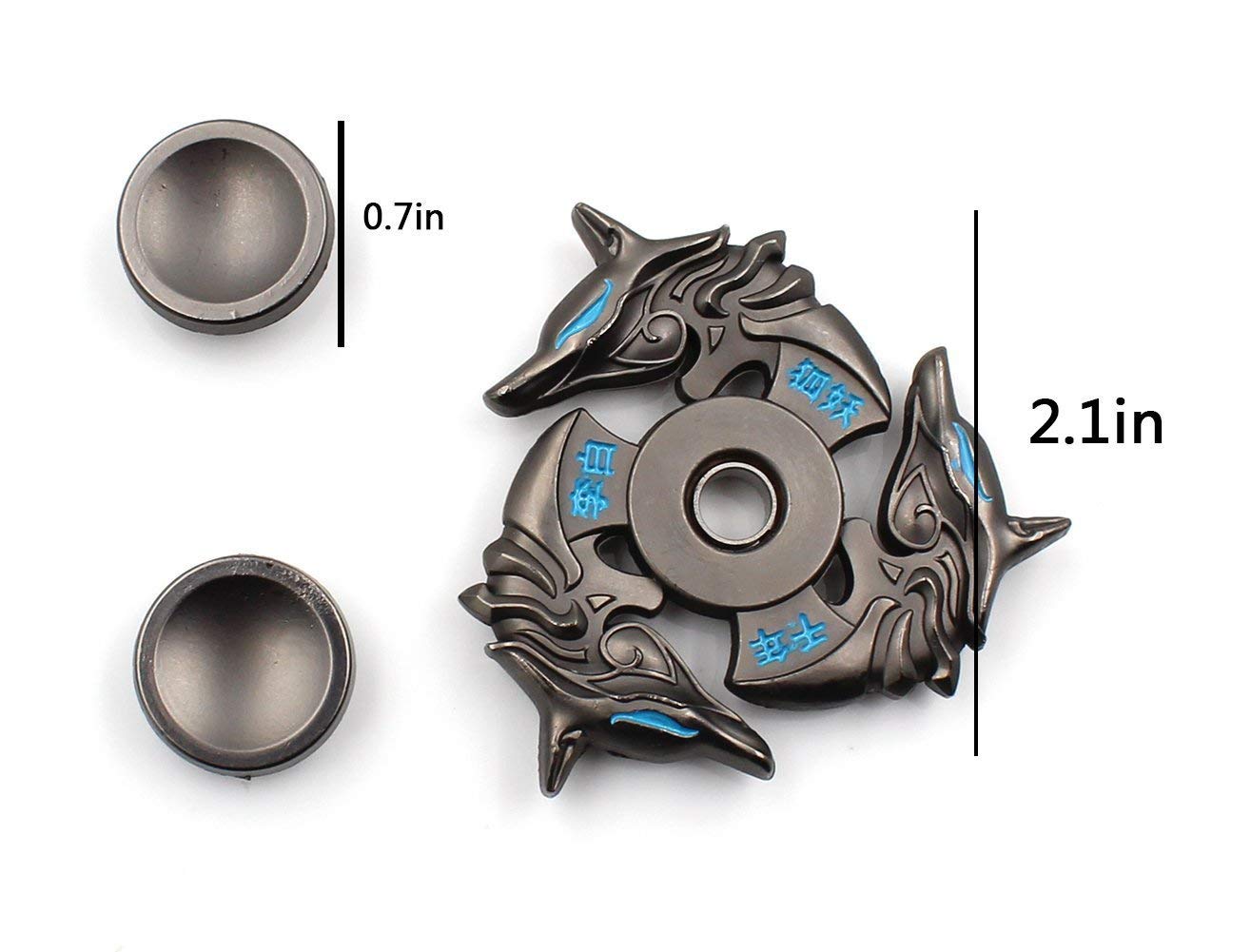 Mtele Fidget Spinner Metal Hand Spinner Edc Adhd Focus Toy Ultra Durable High Speed Anxiety Relief Toy,Black Fox