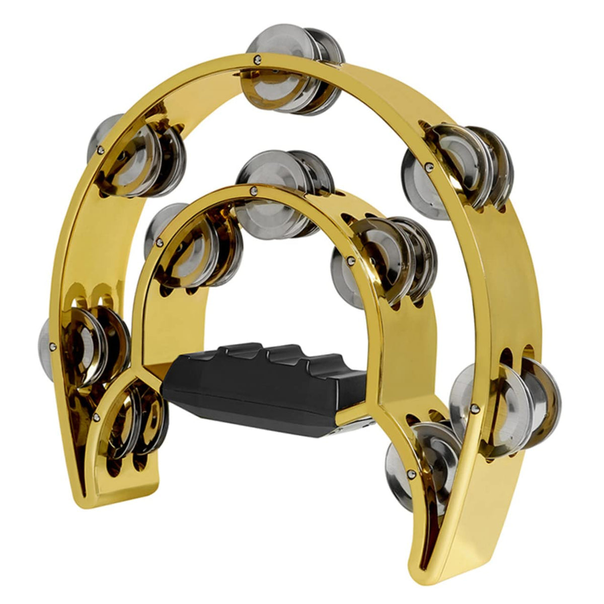 Milisten Double Row Rattle Tambourine Metal Child Golden Double Layer