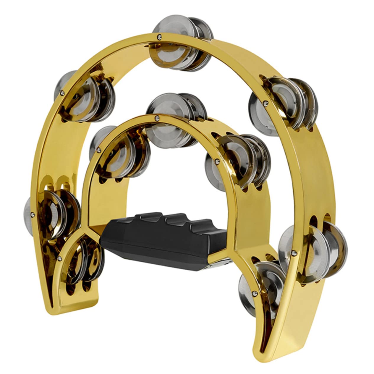 Milisten Double Row Rattle Tambourine Metal Child Golden Double Layer