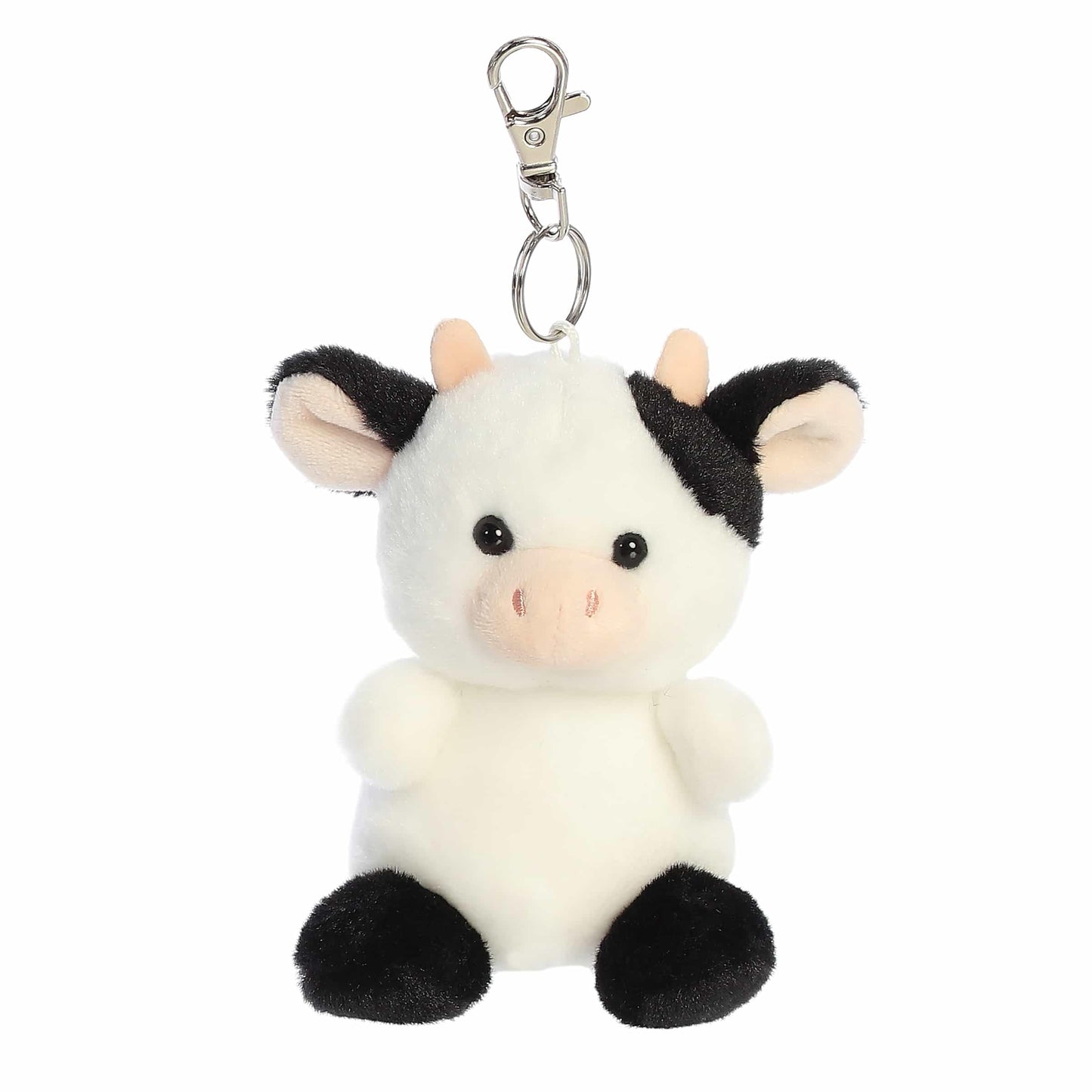 Aurora Adorable Palm Pals Sweetie Cow Clip-On- Fun Collectible Plush For Kids and mature-themed Collectors - Perfect For Backpacks and Birthday Gifts - White 4 Inches