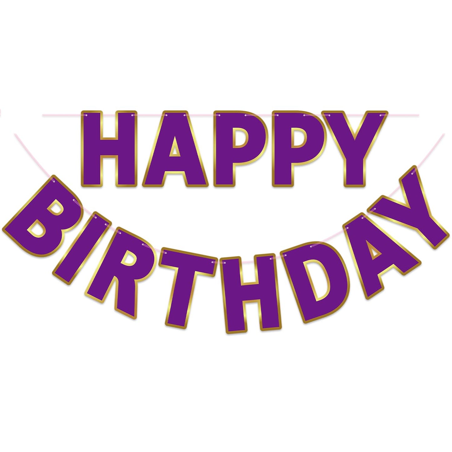 Litaus, Purple Happy Birthday Banner - Pre-Strung, 9 Ft, No Diy | Birthday Decorations | Happy Birthday Sign For Birthday Decor,