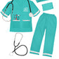 Anphile Dentist Costume For Kids, Kids Dentist Costume Play Set, Dress Up Costume For Halloween Career Day, 3-6 Years Old, Green