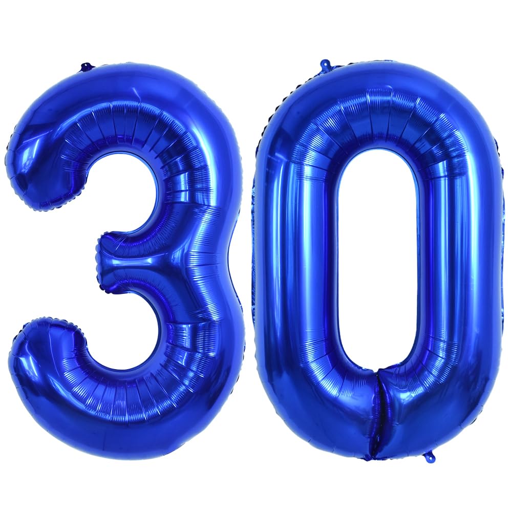 TONIFUL 40 Inch Large Navy Blue Number 30 Balloons Giant Digital 30 Helium Balloons, Foil Mylar Big Number Balloons for 30th Bir