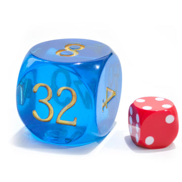 BESCON DICE 30MM Translucent Blue Backgammon Doubling Cube Dice - Large 1 3/16 Number Dice for Enhanced Gameplay