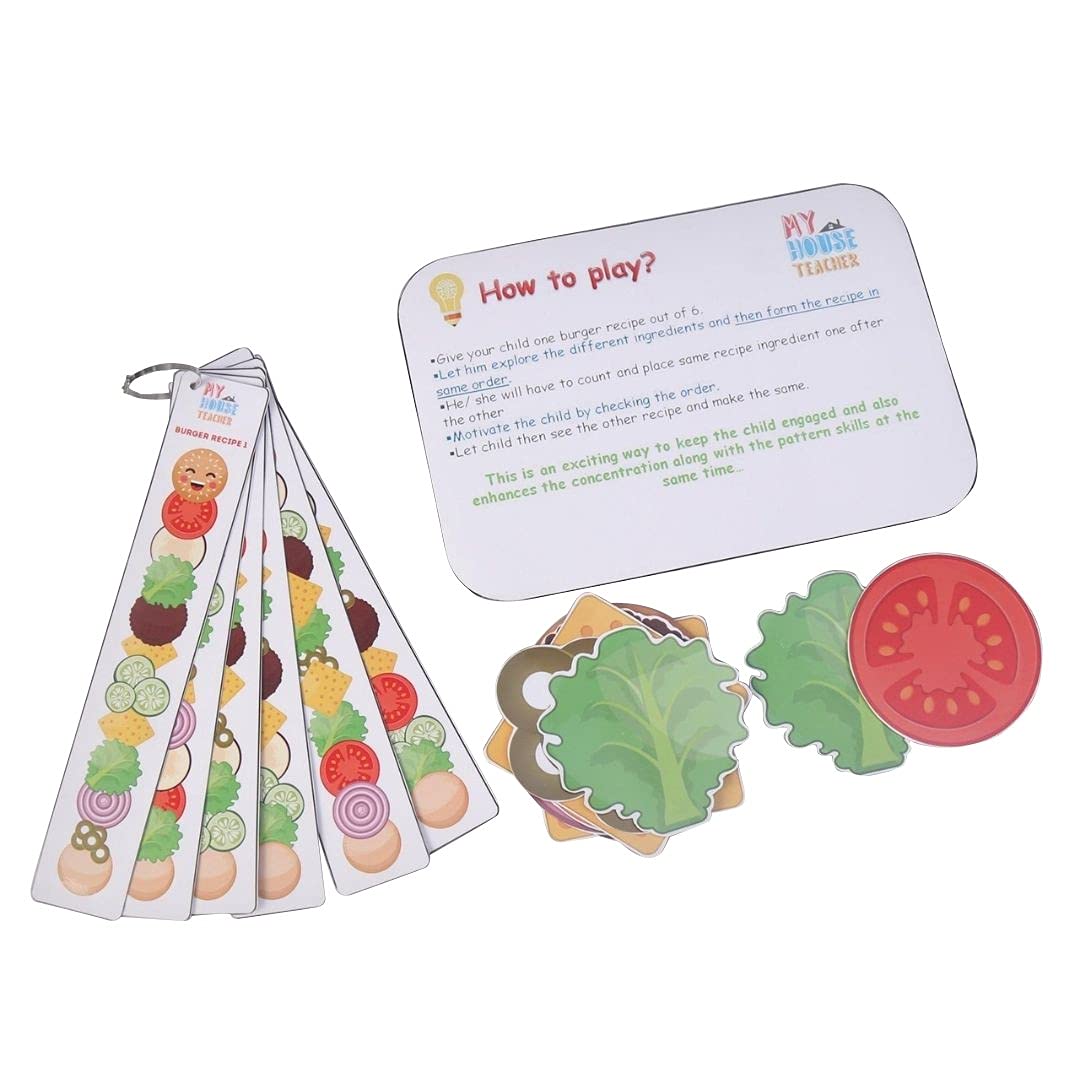 My house Teacher, Kids Activity Toys, Learning and Development  Burger Recipe Mind Game for Toddlers SS37