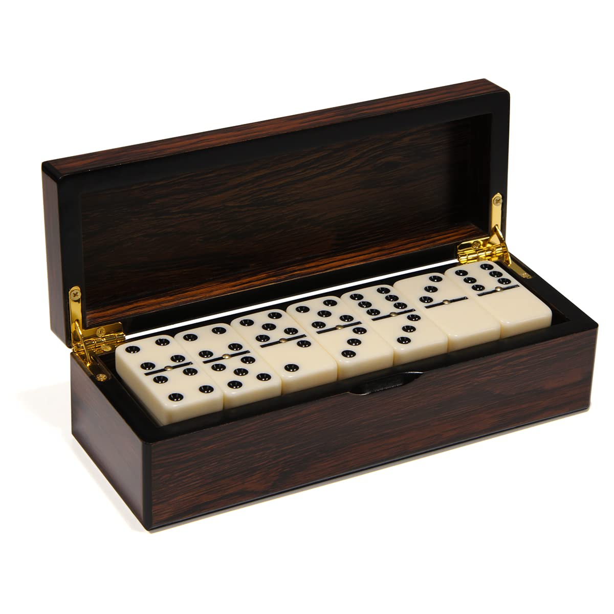 Meiocion Double 6 Dominoes Gift Set 28 Tiles With Spinner In Wooden Box