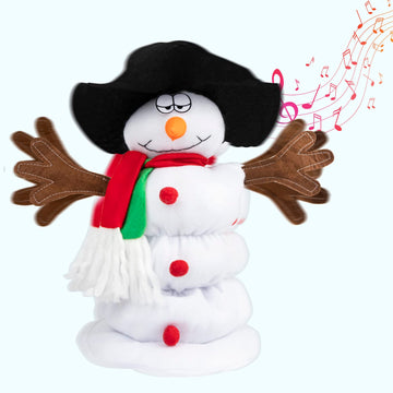 Gfilay Singing And Dancing Snowman Plush Toy,Musical Santa Snowman Doll With 6 Christmas Songs For Christmas Animated Stuffed Decoration