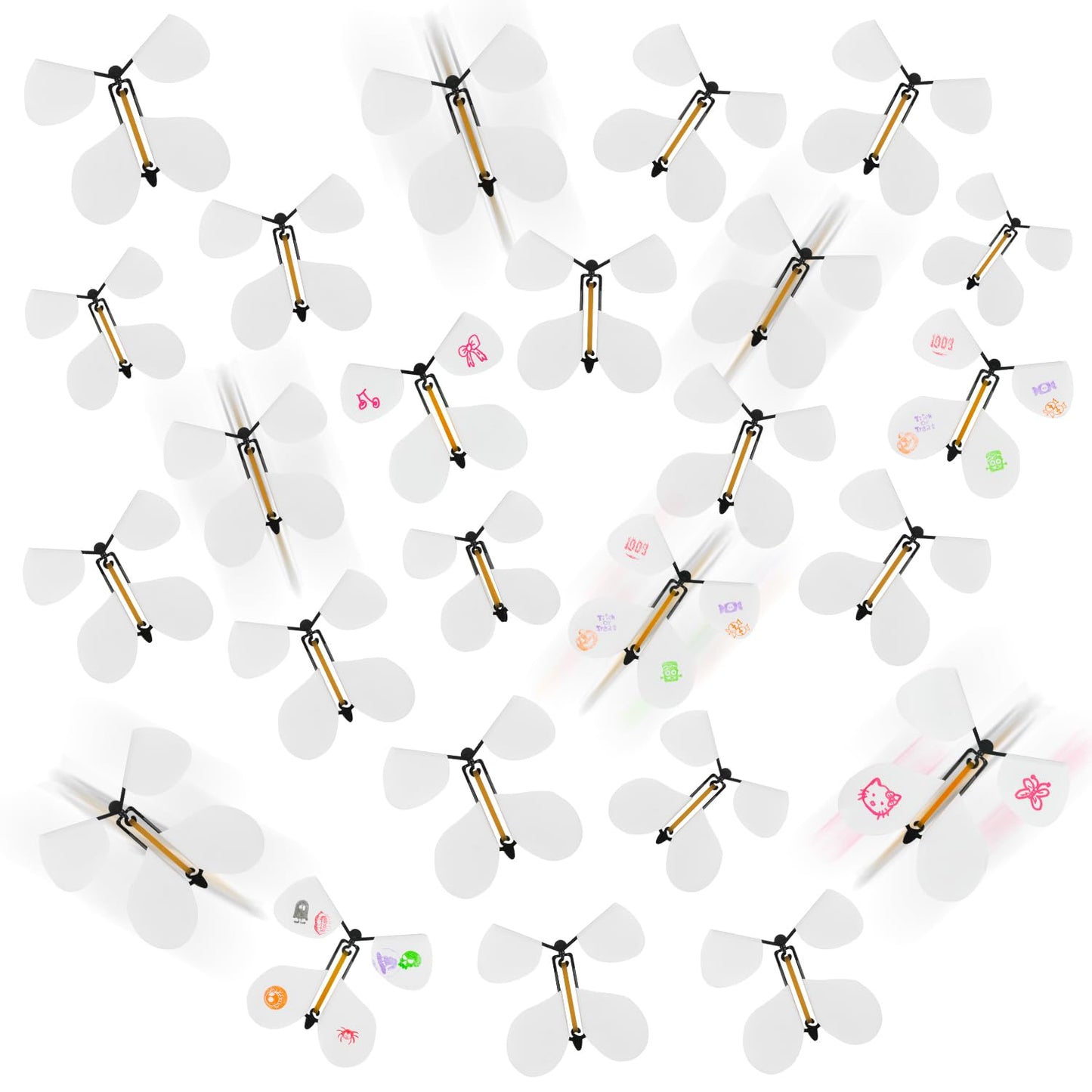 Lomimos 20Pcs Flying Butterfly, White Magic Wind Up Butterfly Toy Diy Butterfly Wings For Children Surprise Wedding Birthday Par