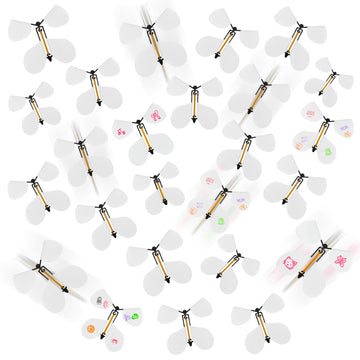 Lomimos 20Pcs Flying Butterfly, White Magic Wind Up Butterfly Toy Diy Butterfly Wings For Children Surprise Wedding Birthday Par