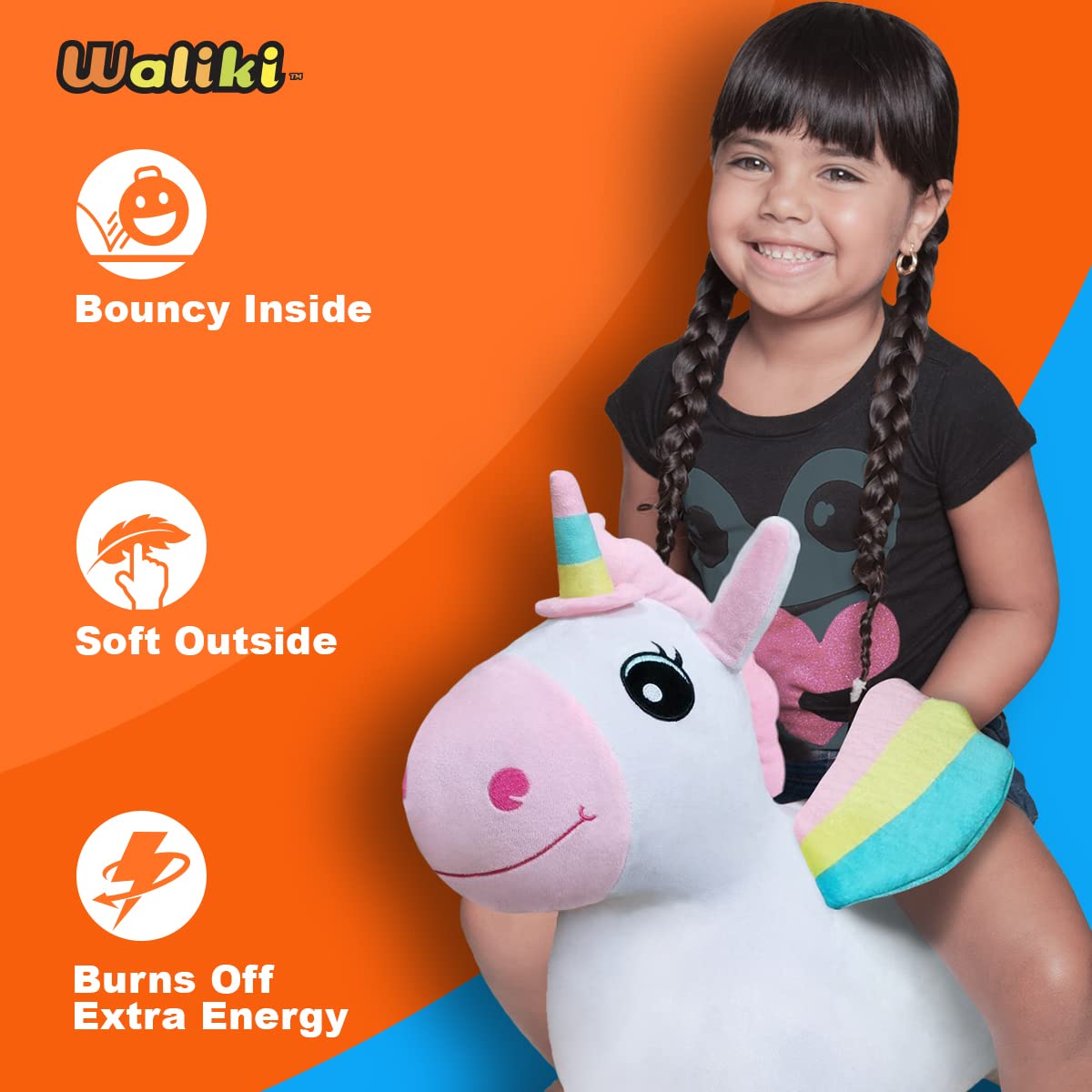Waliki Bouncy Horse Hopper | Inflatable Hopping Horse For Girls | Jumping Horse (Unicorn) | Birthday Gift For 18 Months 2 3 4 Year Old Kid Toddler