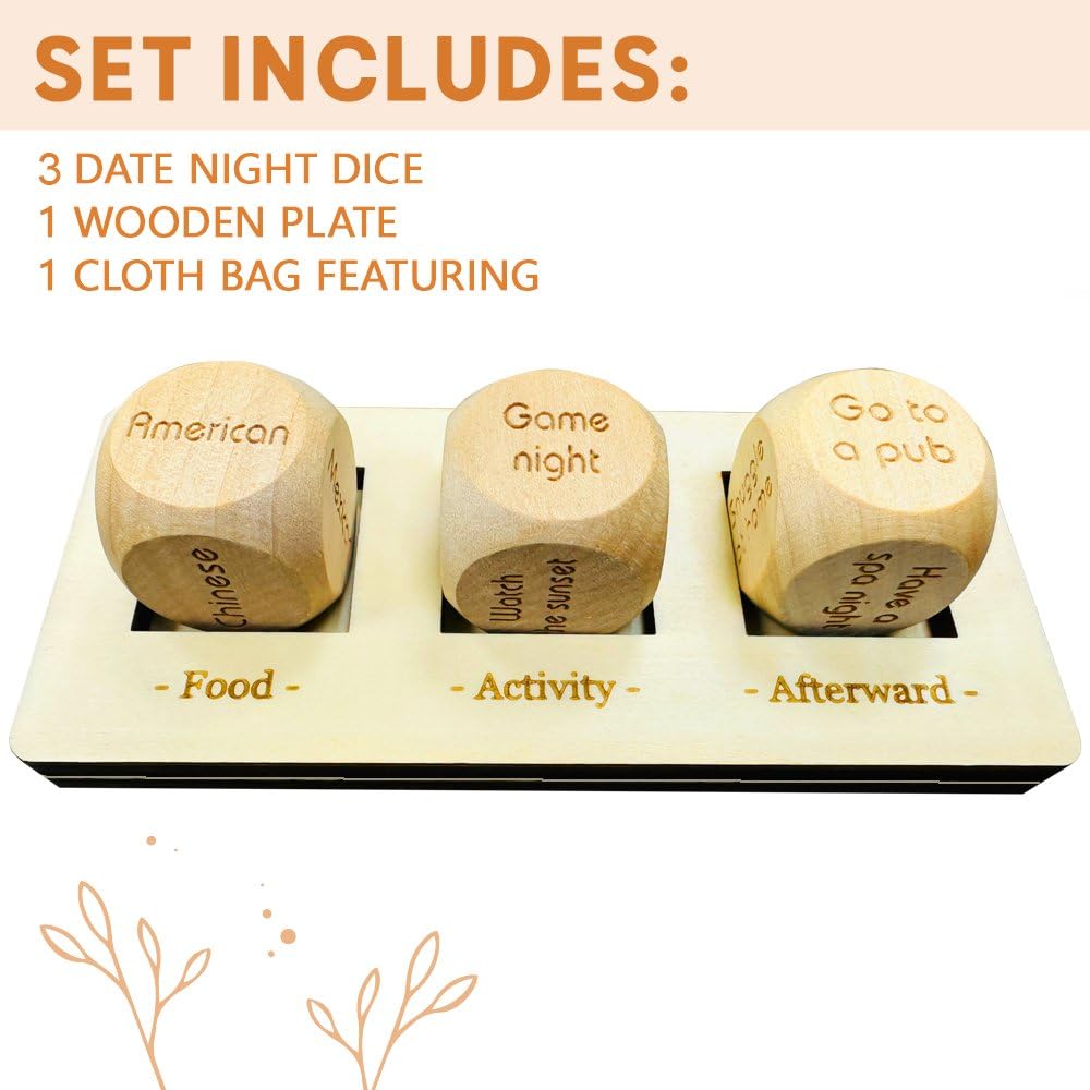 2024 New Couples Date Night Activities Date Night Dice for Couples Food Cube Game Fun Night Dating Decision Dice Romantic Wood C