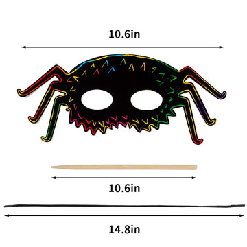 Ccinee 36Pcs Halloween Scratch Paper Mask, Magic Scratch Off Art Masks With Elastic Cords And Wood Stylus For Halloween Costume Dress Up Party Decorations