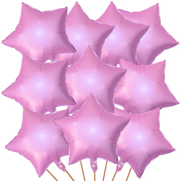 Kalor 18 Inch Pink Star Mylar Balloons, 10 Pcs Star Shape Foil Balloon Helium Balloons For Wedding, Baby Shower, Birthday Party Decorations
