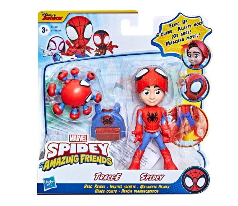 Marvel Spidey & His Amazing Friends Action Figures Superheroes + Villains (Choose Figure) (Spidey & Trace-E 2 Pack (4 inch))
