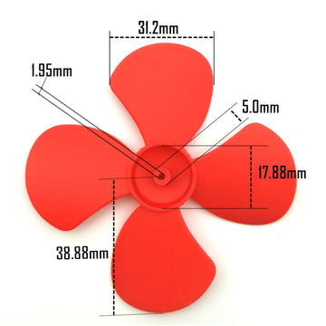 EUDAX Micro DC Motor 2mm Shaft Propeller with 4 Vanes 80mm Fan Shape for Fan Leaves Ship Model RC Boat DIY Air Science and Education Toys (32PCS)