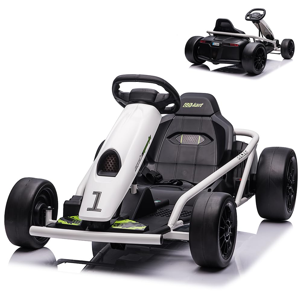 Ride on Go Kart for Kids, 24V 9Ah Battery 300W*2 Motors, 8MPH High Speed Drifting Circling Car, Slow Start Function with Music, 