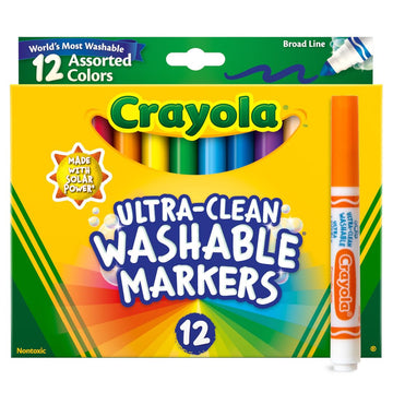 Crayola Broad Line Markers (12ct), Washable Markers for Kids, Arts & Crafts Supplies, Coloring Markers, Gifts for Kids & Toddler