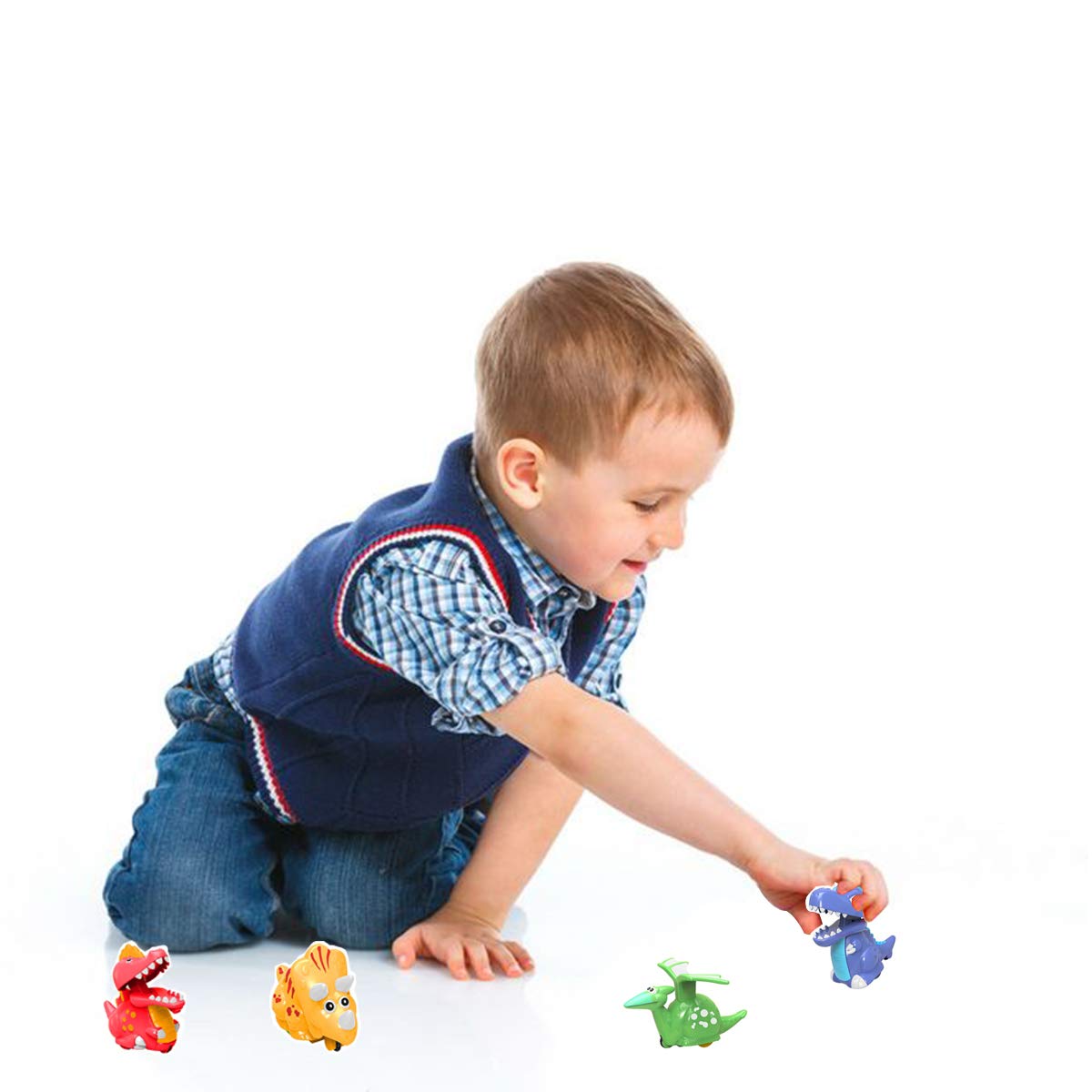Jofan 4 Pack Dinosaur Toys Press And Go Dinosaur Cars Wind Up Toys For Kids Boys Girls Toddlers Christmas Stocking Stuffers Party Favors Gifts