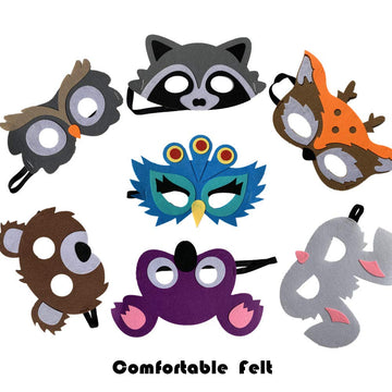 FLOWERBB 12pc Forest-Friends Animals Felt Face Costume Woodland Creatures Animal Cosplay Camp Themed Party Favors Supplies for K