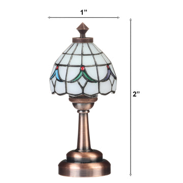 Mini Dollhouse Tiffany Table Lamp, Led Miniature Accent Lighting For Dolls House Decor, Functional Light, Furniture Accessories