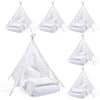 Wesnoy Kids Teepee Tent with Inflatable Airbed, Bed Tray Table, Fitted Sheet and Pillow Insert Toddler Play Tent for Boy Girl In