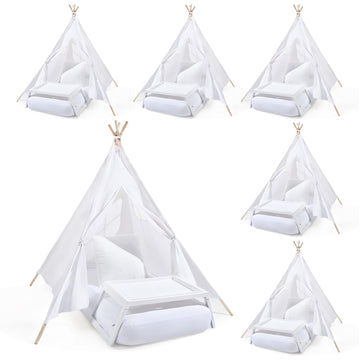 Wesnoy Kids Teepee Tent with Inflatable Airbed, Bed Tray Table, Fitted Sheet and Pillow Insert Toddler Play Tent for Boy Girl In
