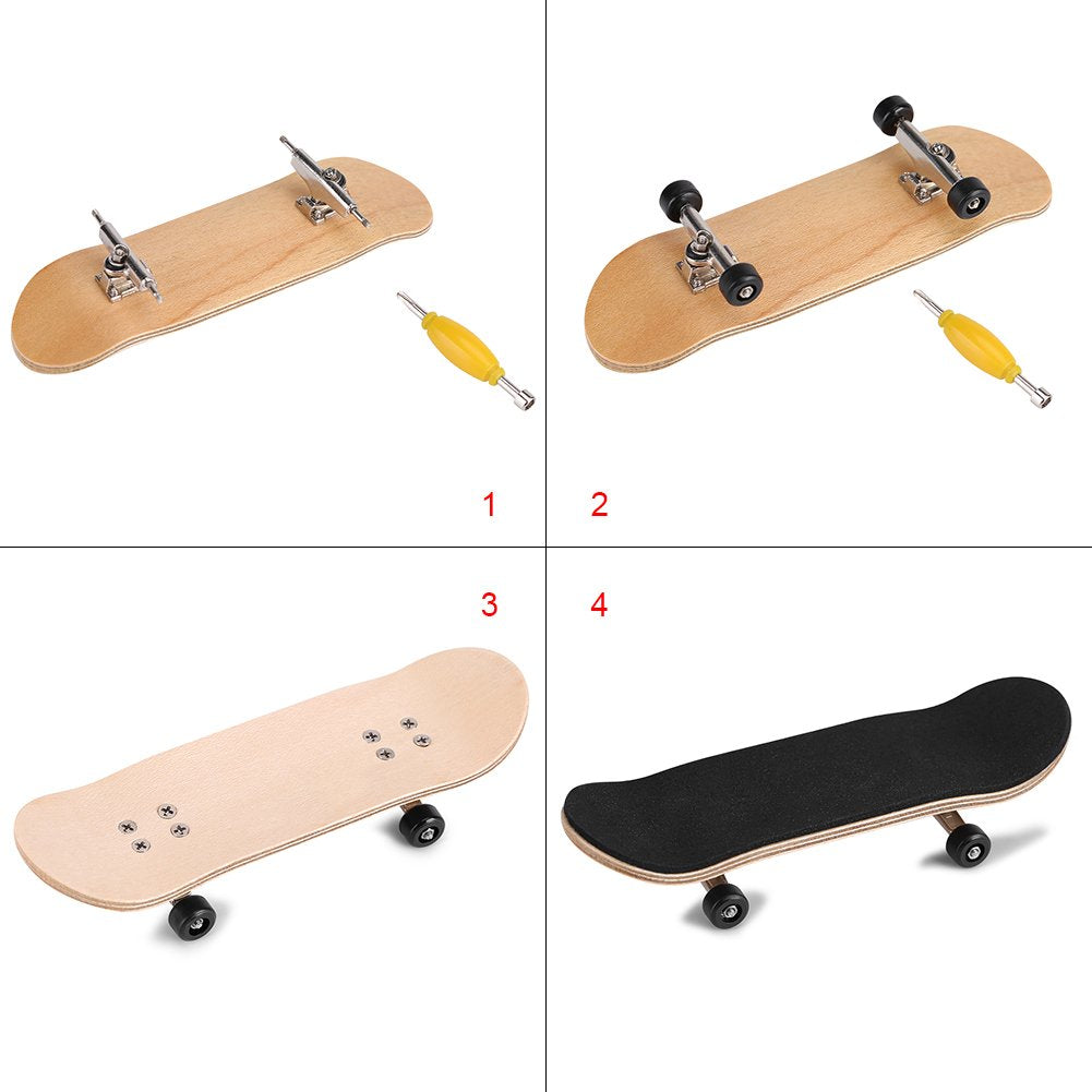 Aqur2020 1Pc Mini Finger Skateboards Maple Wooden+Alloy Replacement Wheels Fingerboard With Box Reduce Pressure And Tools For Ki