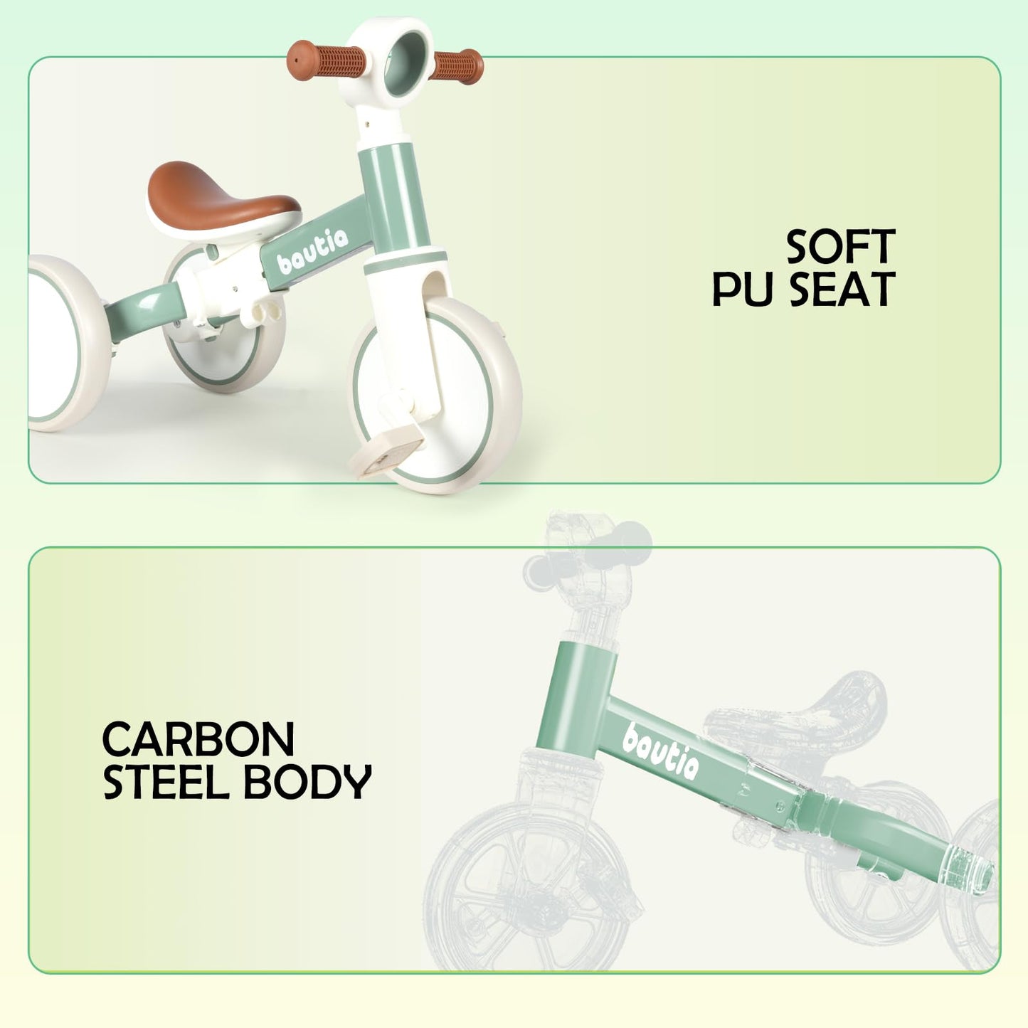Bautia 4 In 1 Tricycle For Toddlers 1-3 Baby Balance Bike 1 2 Year Old Boy Girl Gift, Bicycle For Kids Toy With Removable Pedals