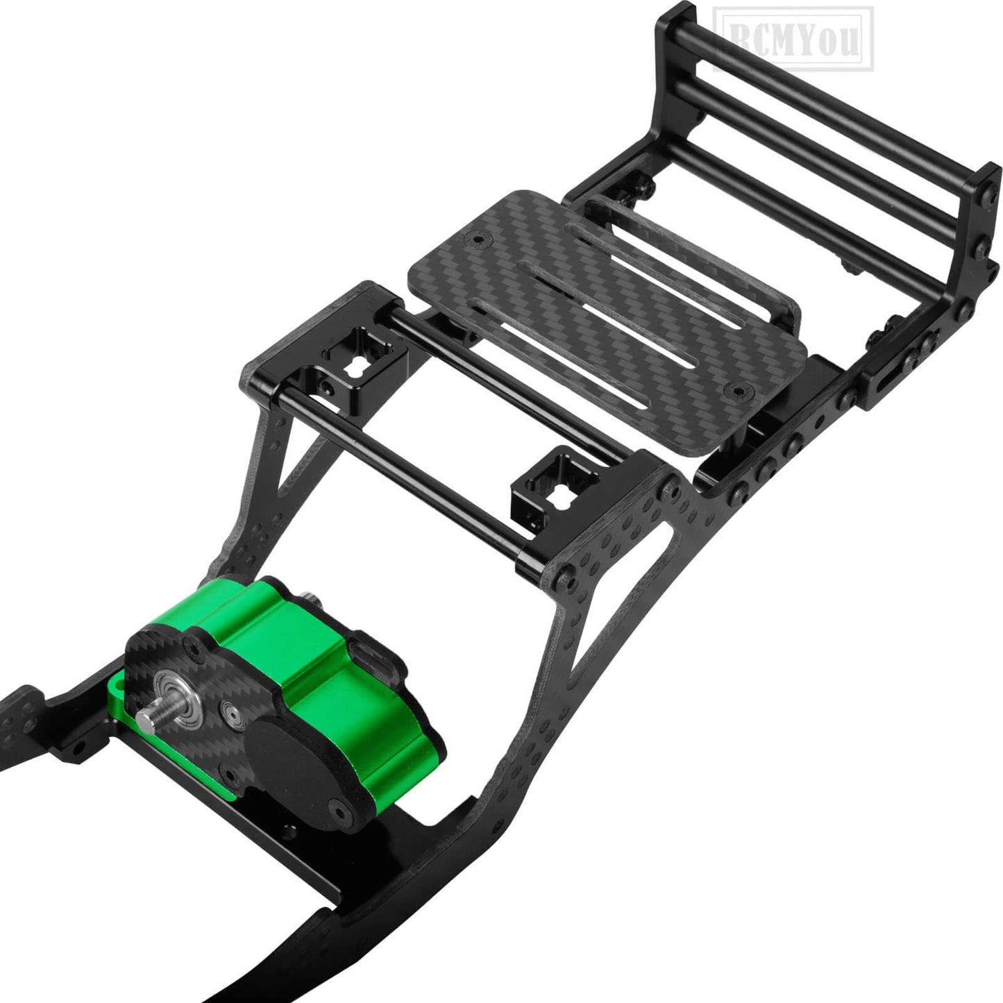 Rcmyou Rc Carbon Fiber Frame Chassis W/Gearboxes Upgrades Part For 1/10 Axial Scx10 Scx10 Ii 90046 90047 Rc Crawler Car,Green