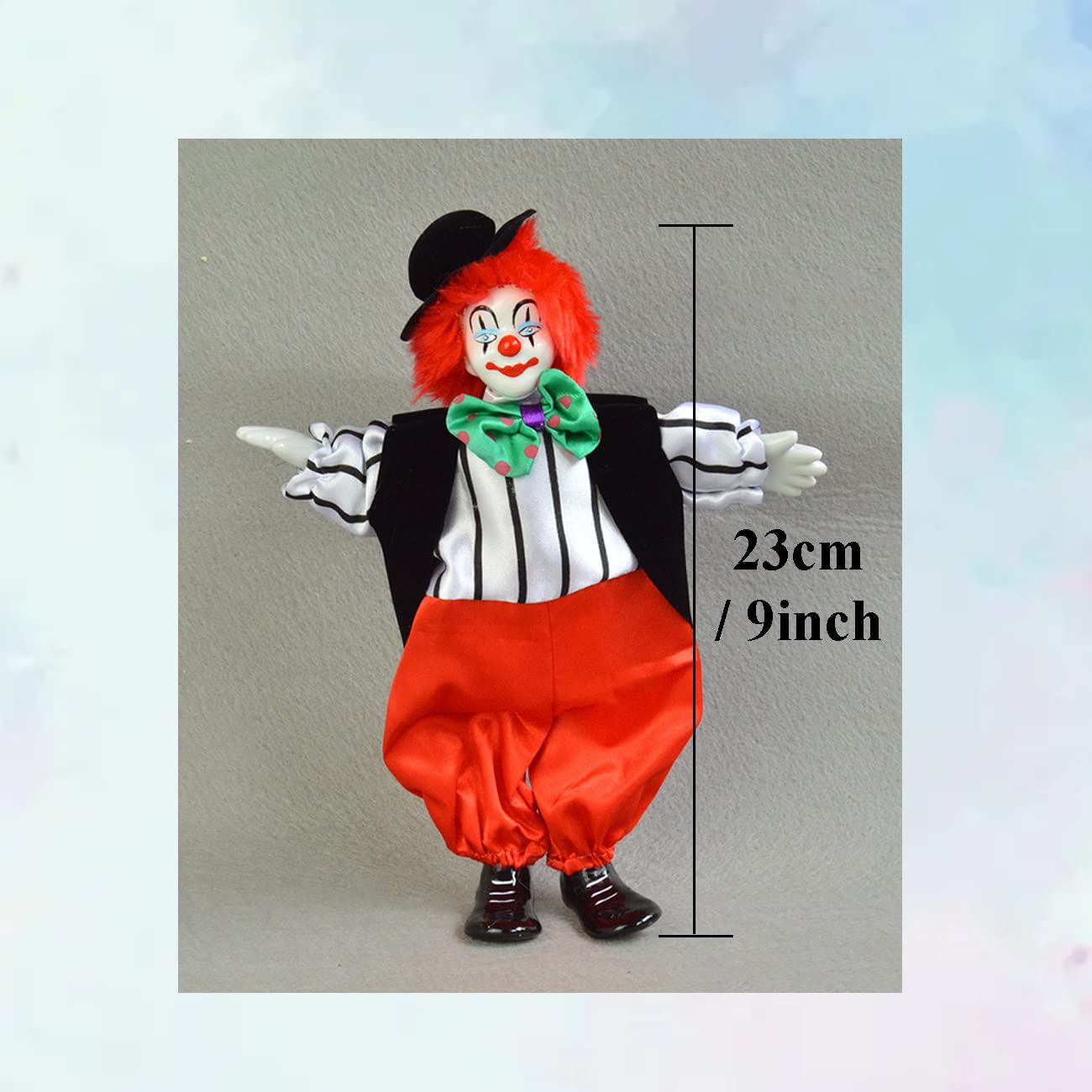 Maxyoung 9 Inch Porcelain Clown Doll Vintage Dolls Figurine, Collectible Figure, Hand Painted Toy, Christmas Halloween Birthday
