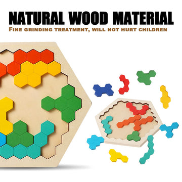 Naodongli Wooden Puzzles For Kids,Brain Teaser Puzzles For Adults,Stem Montessori Educational Hexagon Puzzles Block Family Games Birthday Easter Gift For All Ages Challenge