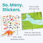 CUPKIN Dinosaur Sticker Book - 500+ Stickers, 12 Scenes & Coloring Pages, Kids Activity, Travel Essentials, Ages 2-8, Paper