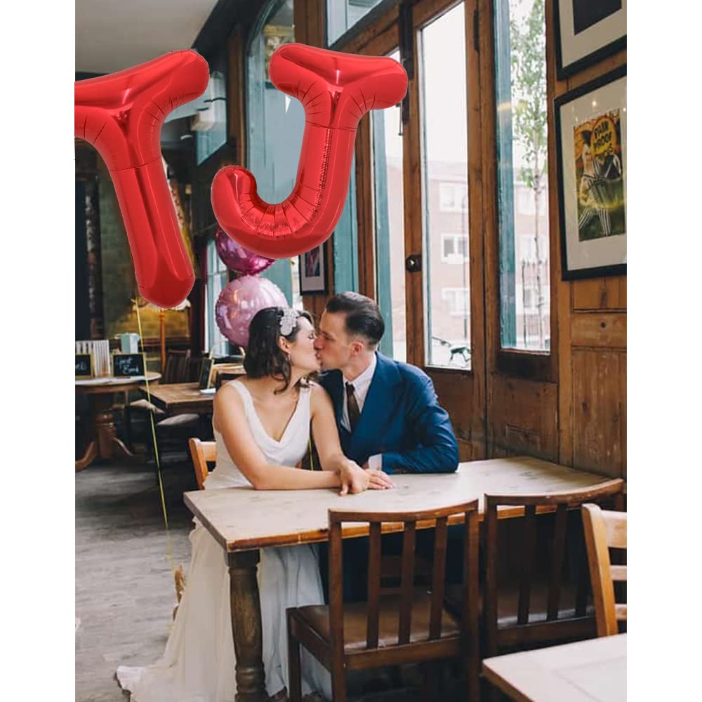 Toniful 40 Inch Large Bright Red Letter Balloons A-Z, Giant Jumbo Helium Foil Mylar Big Letter T Balloons For Birthday Party Ann