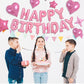 Toniful 35Pcs Light Pink Happy Birthday Decorations 16 Inch Happy Birthday Balloon Banner With Star Balloons Mylar Foil Birthday