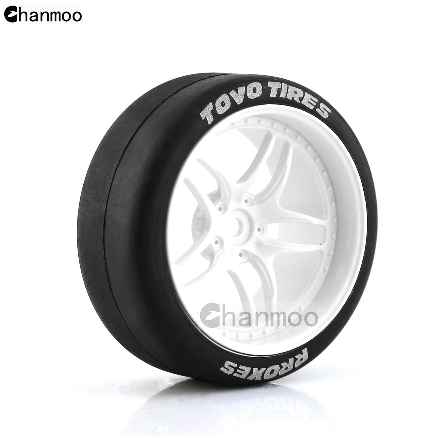 Chanmoo 1/10 RC Drift Tires and Plastic Wheels Rims Rally Racing Tyres 12mm Hex for 1:10 Scale On Road Touring Street Car Tamiya