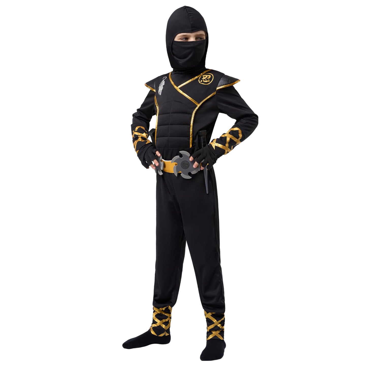 Spooktacular Creations Halloween Ninja Costume, Balck Golden Ninja Costume Kids, Ninja Accessories Costume Set, Ninja Dressing U