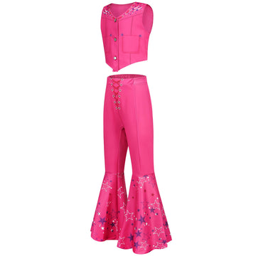 LAUPHIE Girls Pink Costume Dress Cosplay Costumes for Girls Birthday Party Costumes with Accessories 4-17years
