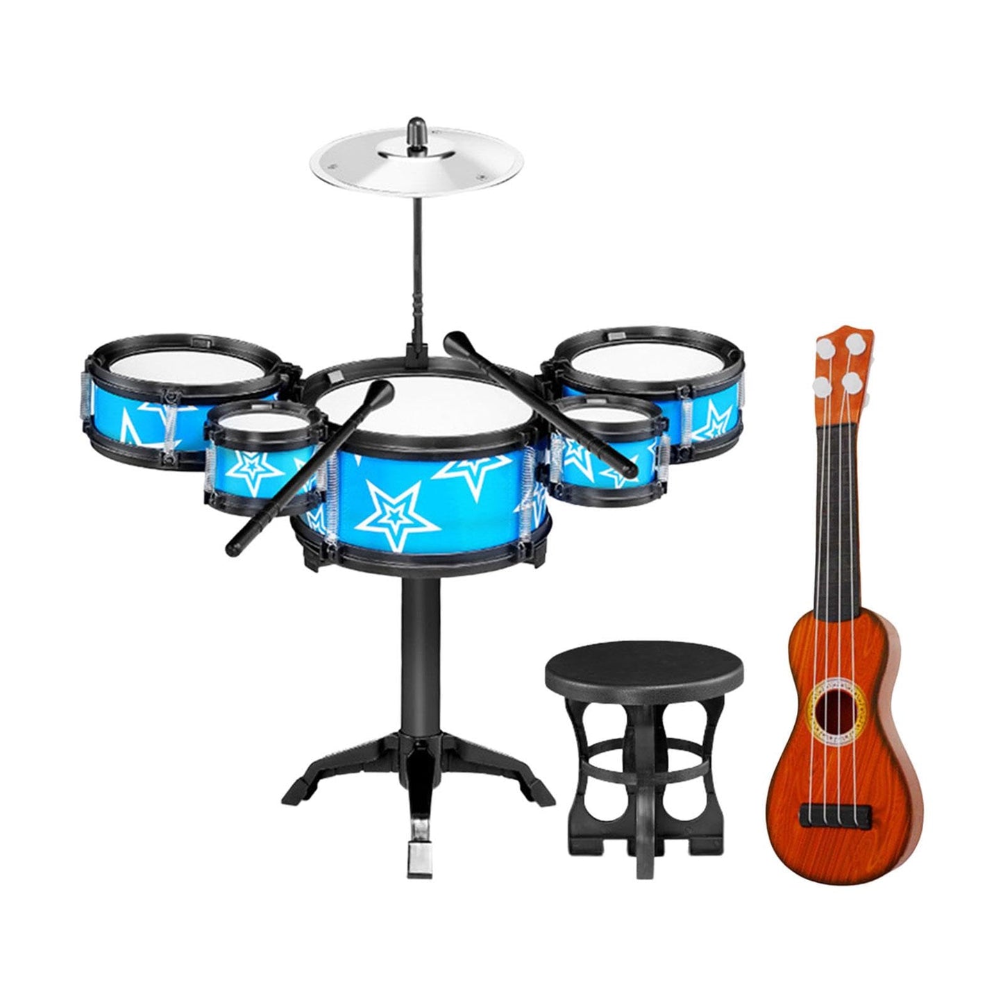 Calandis Simulation Kids Drum Toys Playset Jazz Drum Kits For Kids Boys Blue Guitar Chair | Sets & Kits | Drums | Percussion