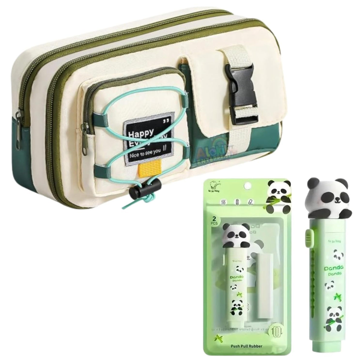 Funspark New Cartoon Theme Pencil Box With Push Pull Eraser Set For Kids | Suitcase Style Password Lock Stationery Organizer (Gr