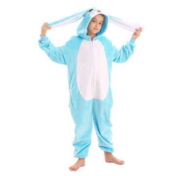 Tyonmujo Animal Onesie Costume For Kids Halloween Costumes For Girls Boys Cosplay Outfit Rabbit Bunny Blue 130
