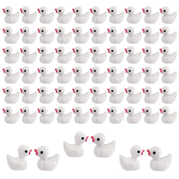 Kuanfine 60 Pcs Tiny Duck Figures Mini Resin Duck Luminous Miniature Ducks Bead For Garden Landscape Aquarium Decoration(White)