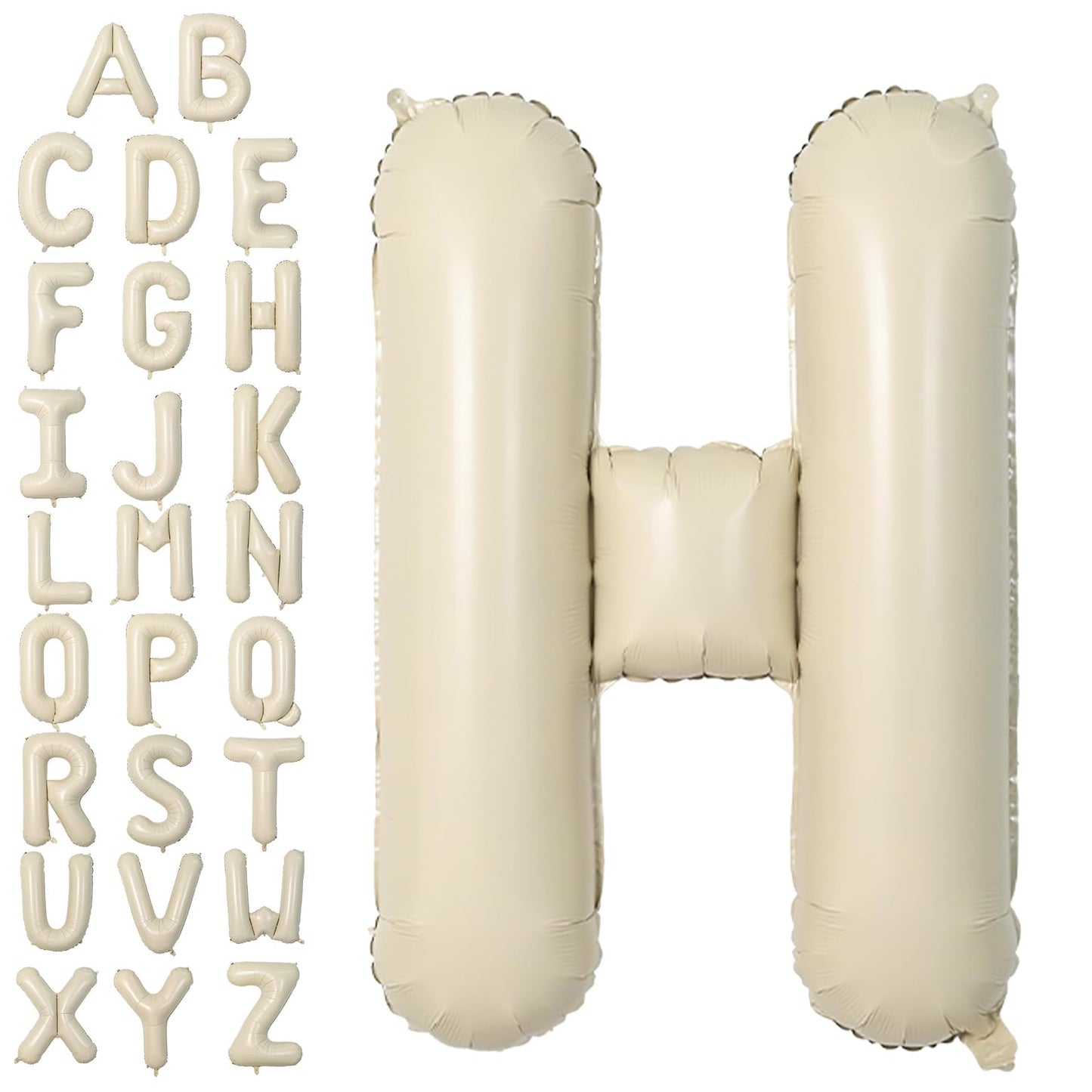 Letter Balloons Beige,40 Inch Letter H Balloons,A-Z Alphabet Name Foil Balloons,Big Single Cream Aluminum H Word Balloons Helium