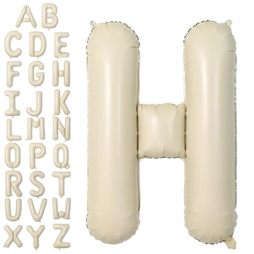 Letter Balloons Beige,40 Inch Letter H Balloons,A-Z Alphabet Name Foil Balloons,Big Single Cream Aluminum H Word Balloons Helium
