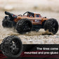 GLOBACT Pre-Glued 1/8 1/10 17mm Hex RC Monster Truck Wheels & Tires, Black, Foam Inserts, Compatible with TRX ERevo, T