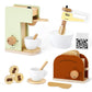 Pillowhale Kids Coffee Maker Playset,Wooden Toy Toaster,Toy Mixer,3-in-1 Kids Kitchen Playset,Pretend Play Kitchen Accessories,W